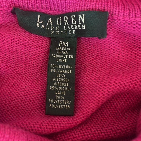 Lauren Ralph Lauren Petite Medium Fuschia Roll Down Neck Sweater - Picture 7 of 7